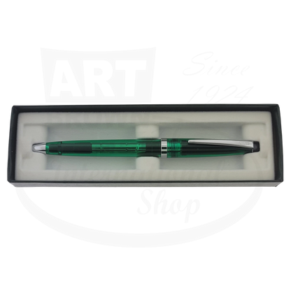Rare Vintage Cross Solo Collectors Edition transparent green ballpoint pen with silver clip in black foam case