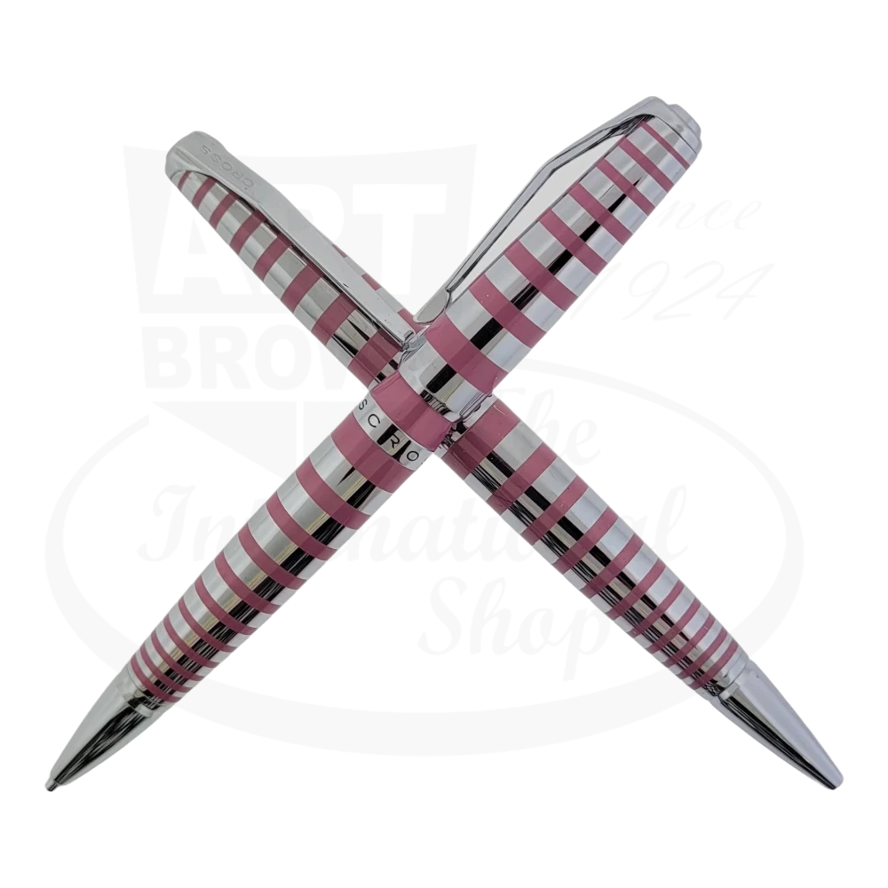 Cross Chrome and Pink Ballpoint Pen & Mechanical Pencil Set Art Brown