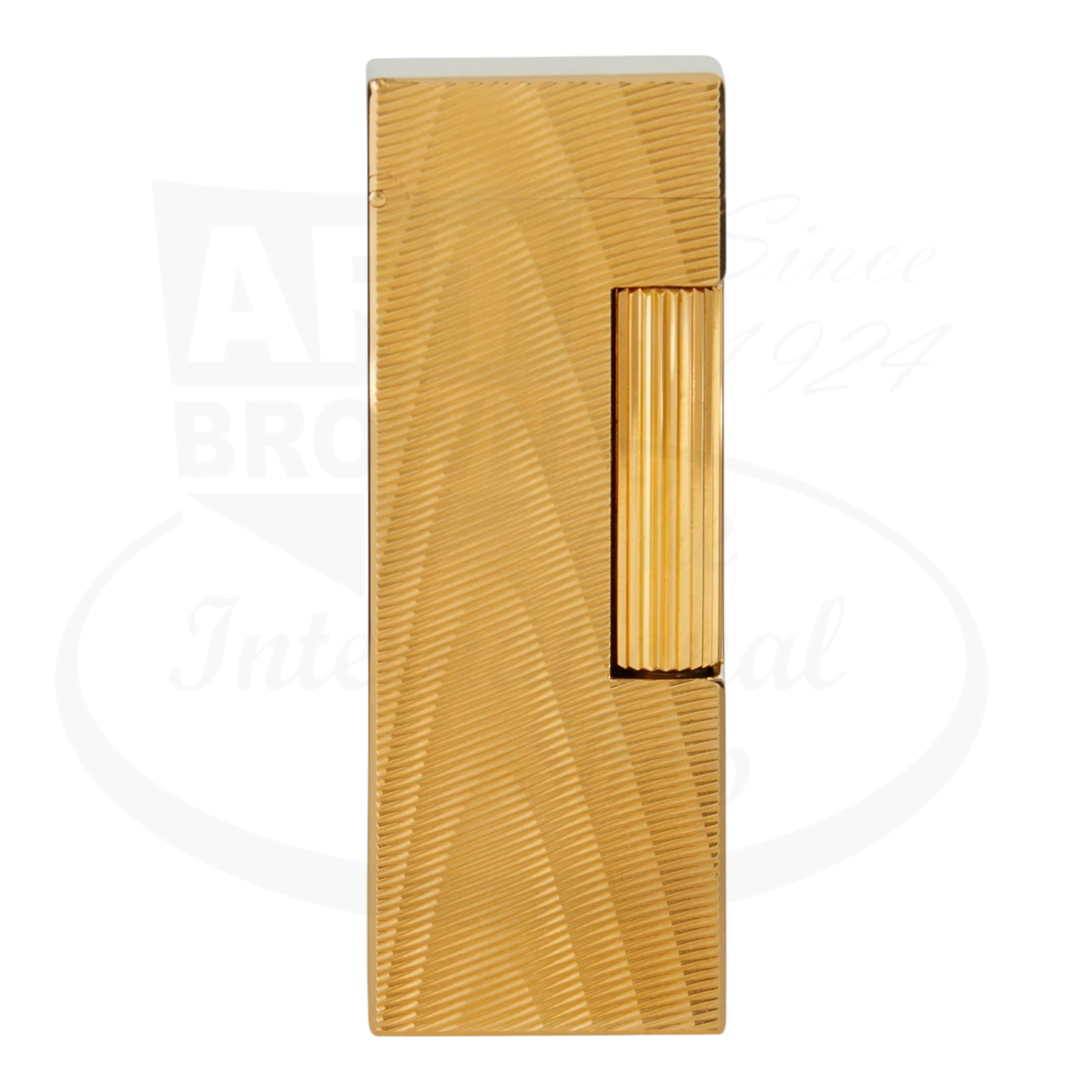 Dunhill Rollagas gold moire lighter, gold-plated brass with engraved textured pattern, rectangular slim design
