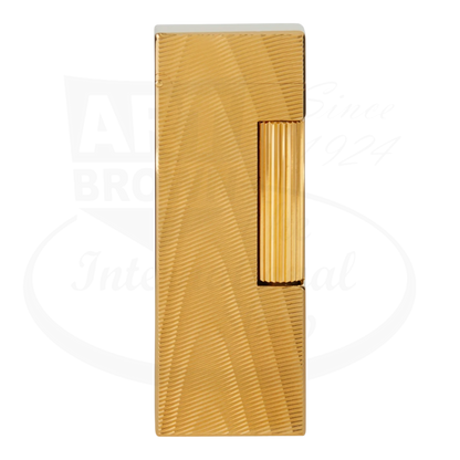 Dunhill Rollagas gold moire lighter, gold-plated brass with engraved textured pattern, rectangular slim design