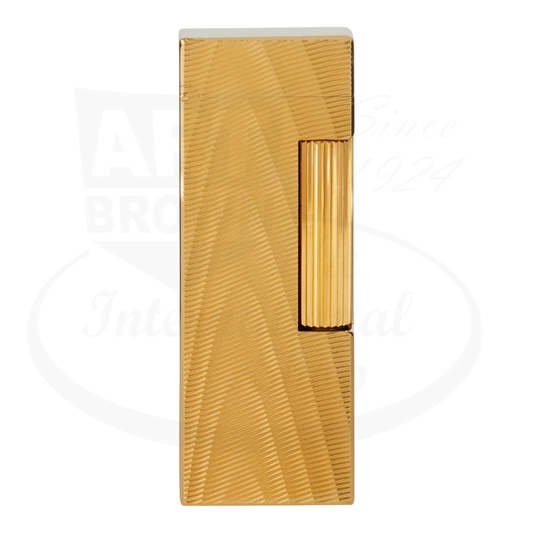 Dunhill Rollagas gold moire lighter, gold-plated brass with engraved textured pattern, rectangular slim design