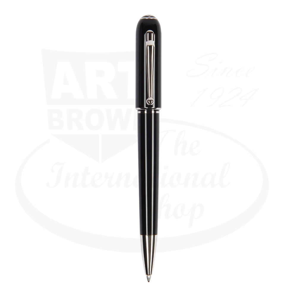 Dunhill Sidecar Black Ballpoint Pen - sandblasted aluminum construction with polished trim and AD hallmark - sleek automotive-inspired design