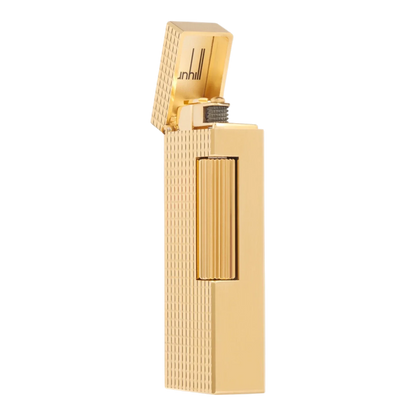 Dunhill Rollagas Hobnail Lighter with open lid showing gold geometric hobnail pattern