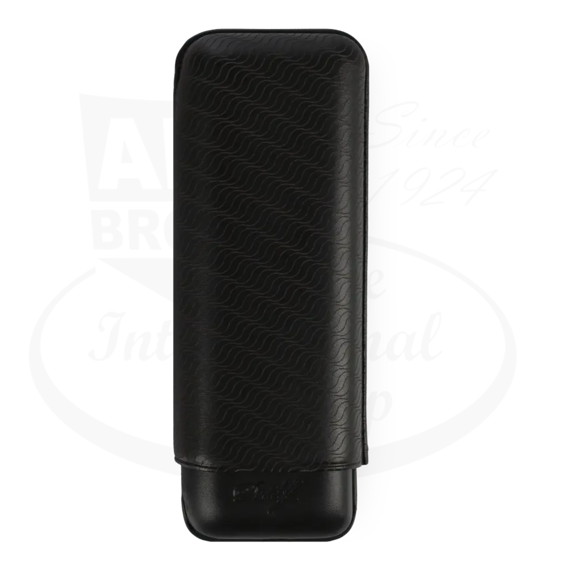 Davidoff XL-2 2-Cigar Case Black cowhide leather with Enjoyment laser pattern, sleek and adjustable for toro cigars.