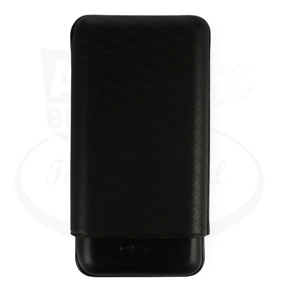 Davidoff XL-3 3-Cigar Case Enjoyment black cowhide leather with laser-etched pattern, slim rectangular cigar holder.