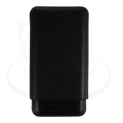 Davidoff XL-3 3-Cigar Case Enjoyment black cowhide leather with laser-etched pattern, slim rectangular cigar holder.