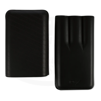 Davidoff XL-3 3-Cigar Case Enjoyment black cowhide leather with laser-marked pattern, holds up to toro size cigars