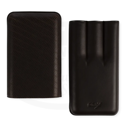 Davidoff XL-3 3-Cigar Case Enjoyment cowhide leather black with laser pattern, holds up to toro size cigars, compact design