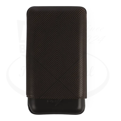 Davidoff XL-3 3-Cigar Case Leaf Pattern, dark brown Spanish leather with laser-etched geometric design, compact cigar holder.