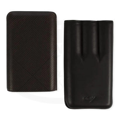 Davidoff XL-3 3-Cigar Case Leaf Pattern black Spanish leather with laser-marked leaf design, holds three toro cigars