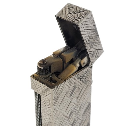 Refurbished Vintage Dunhill Rollagas Silver Cross Hatch Lighter