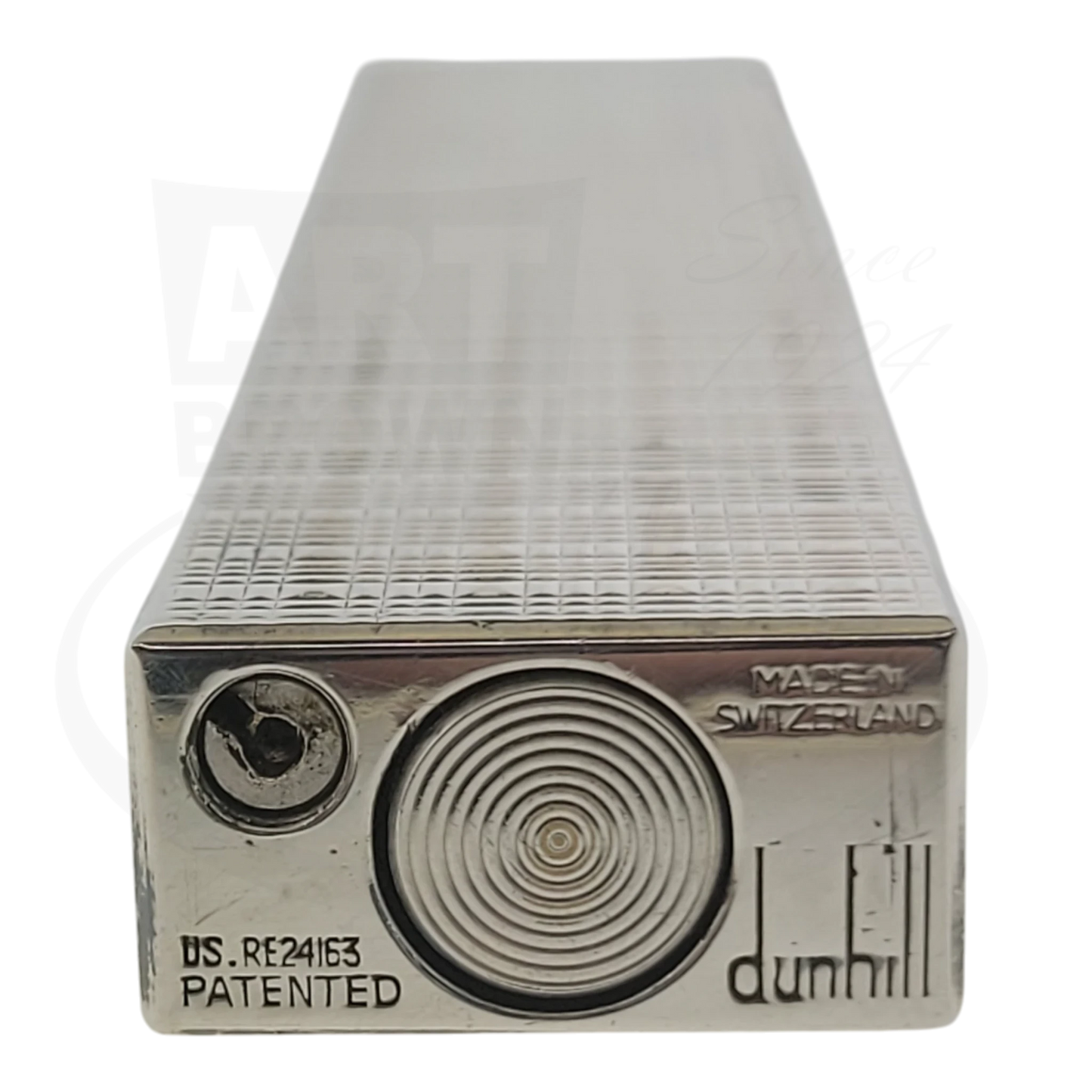 Dunhill Rollagas Silver Tartan Square Guilloche Table Lighter Dunhill-31 silver-plated brass rectangular design