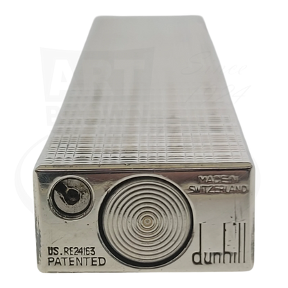 Dunhill Rollagas Silver Tartan Square Guilloche Table Lighter Dunhill-31 silver-plated brass rectangular design