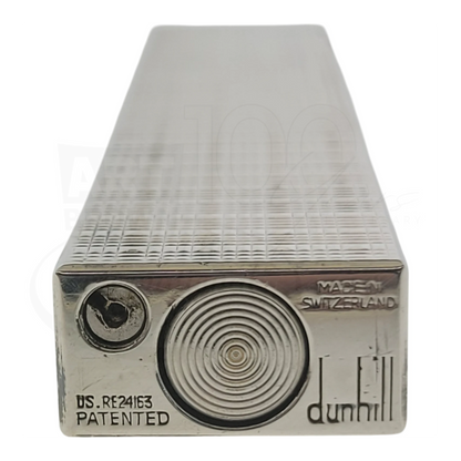 Preowned Dunhill Rollagas Silver Tartan Square Guilloche Table Lighter, Dunhill-31