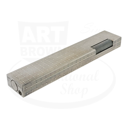 Dunhill Rollagas Silver Tartan Square Guilloche Table Lighter Dunhill-31 silver-plated brass with engraved tartan pattern