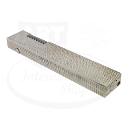 Preowned Dunhill Rollagas Silver Tartan Square Guilloche Table Lighter Dunhill-31 silver-plated brass rectangular lighter