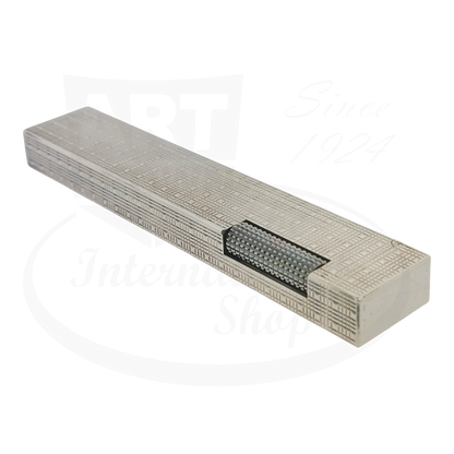 Dunhill Rollagas Silver Tartan Square Guilloche Table Lighter Dunhill-31 silver-plated brass, engraved tartan pattern, rectangular shape