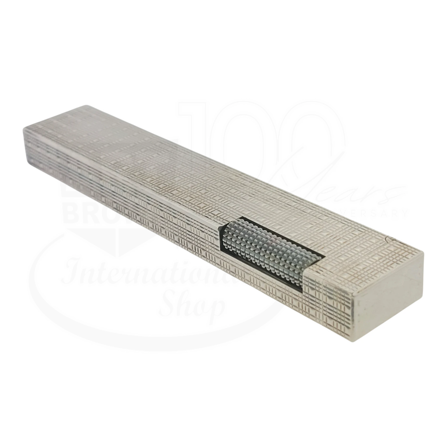 Preowned Dunhill Rollagas Silver Tartan Square Guilloche Table Lighter, Dunhill-31