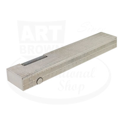 Preowned Dunhill Rollagas Silver Tartan Square Guilloche Table Lighter Dunhill-31 silver-plated brass rectangular design