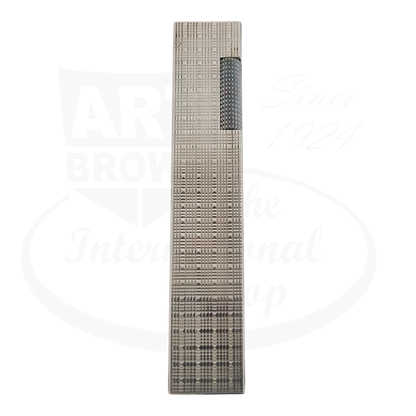 Preowned Dunhill Rollagas Silver Tartan Square Guilloche Table Lighter Dunhill-31 silver-plated brass, engraved pattern, rectangular shape