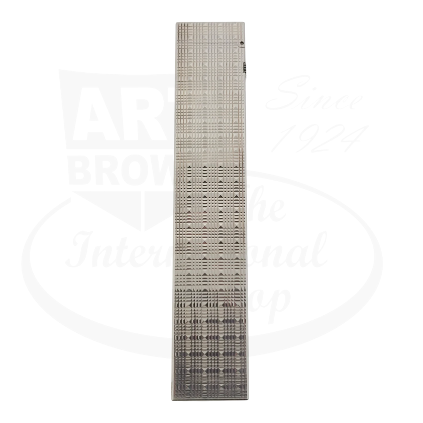 Preowned Dunhill Rollagas Silver Tartan Square Guilloche Table Lighter Dunhill-31 silver-plated brass with engraved tartan pattern