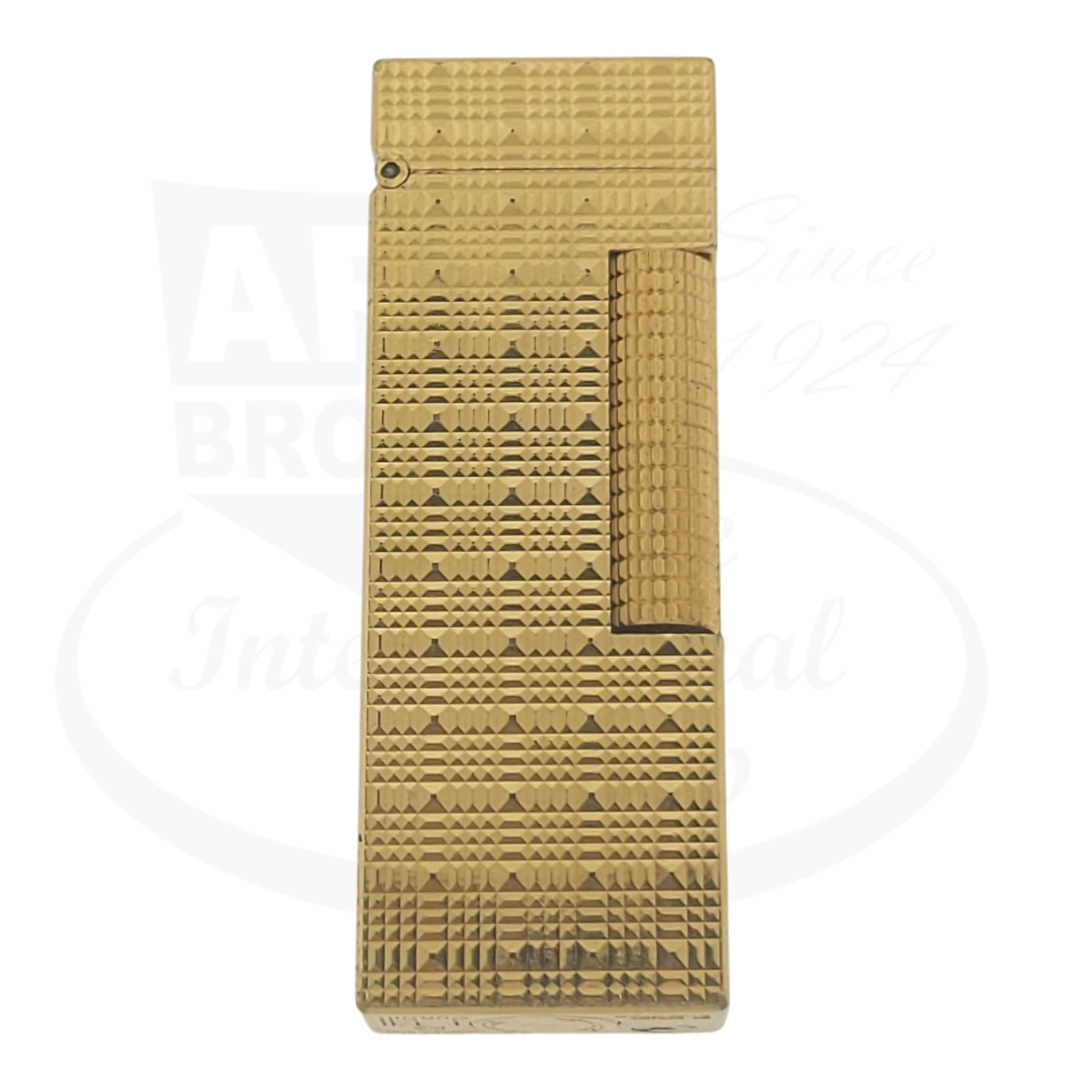 Dunhill Rollagas Gold Tartan Square Guilloche lighter Dunhill-32 gold metal rectangular compact design