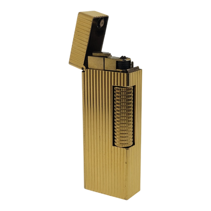 Preowned Dunhill Rollagas Gold Vertical Lines Lighter