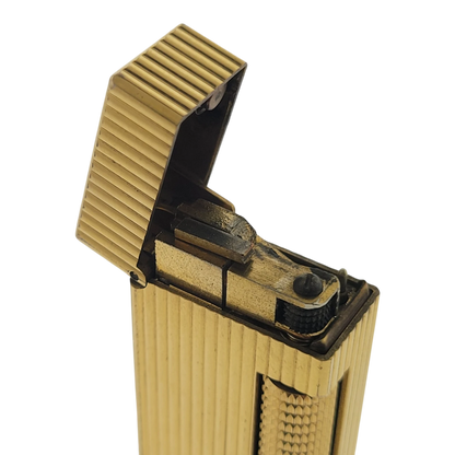 Preowned Dunhill Rollagas Gold Vertical Lines Lighter