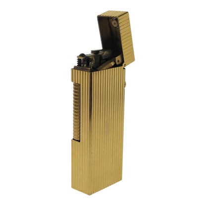 Preowned Dunhill Rollagas Gold Vertical Lines Lighter