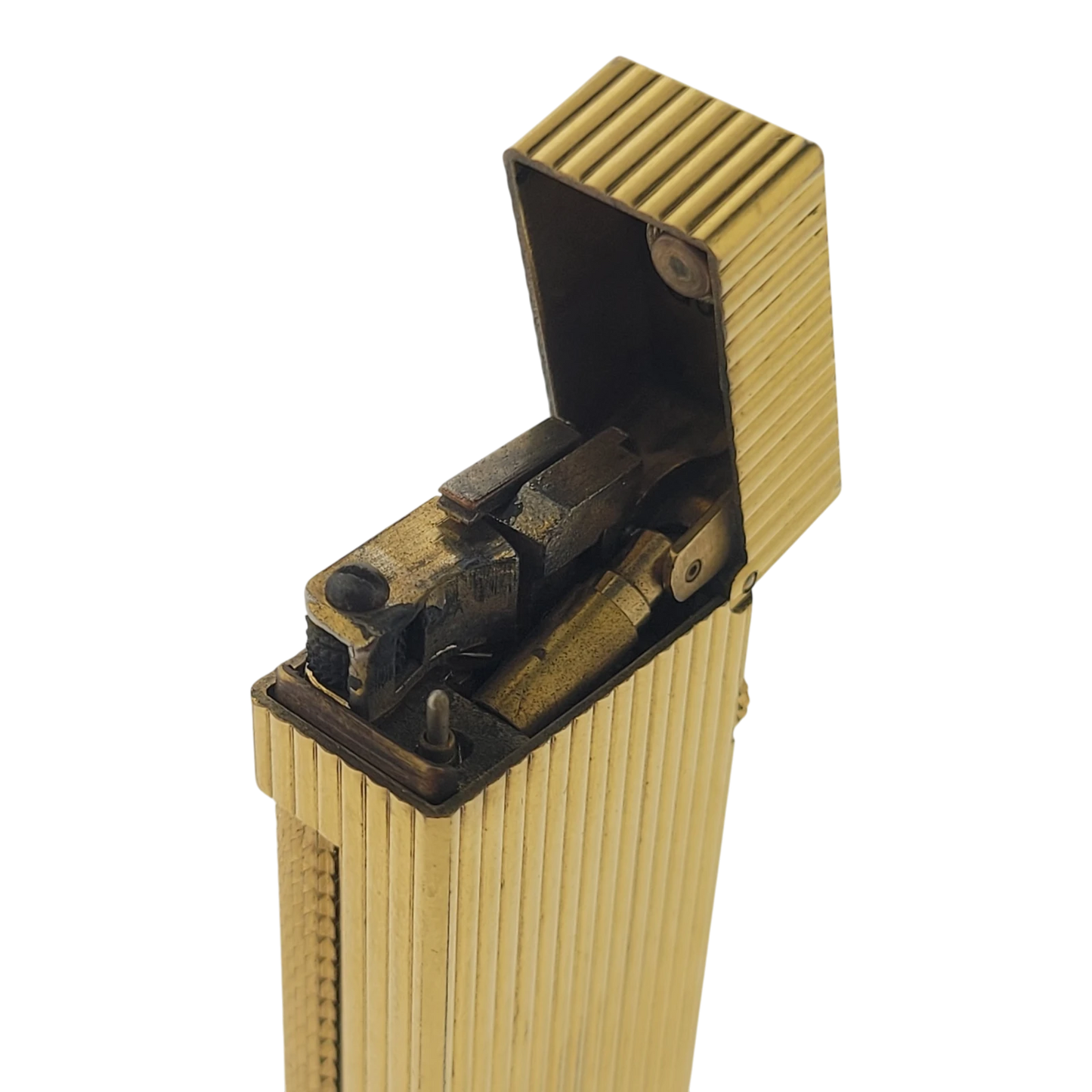 Preowned Dunhill Rollagas Gold Vertical Lines Lighter