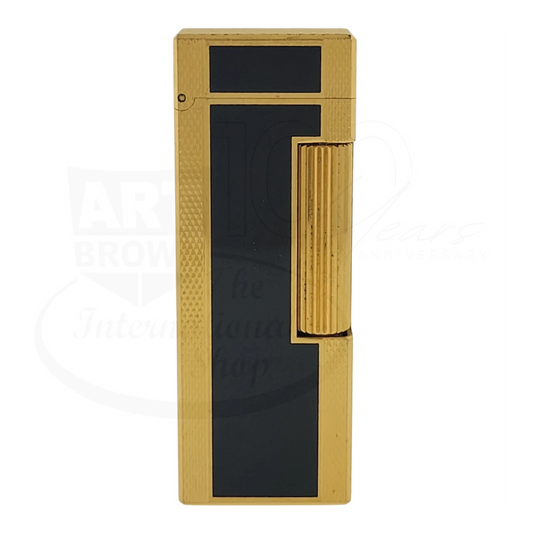 Preowned Dunhill Rollagas Black Lacquer & Gold Barley Grain Lighter, Dunhill-38