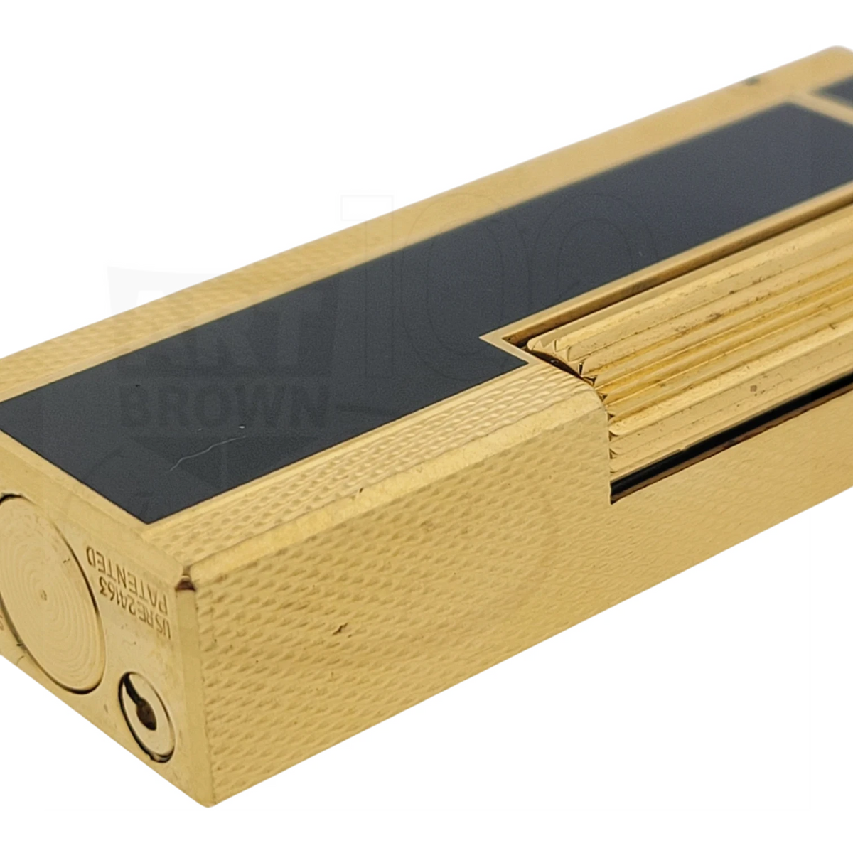 Preowned Dunhill Rollagas Black Lacquer & Gold Barley Grain Lighter, Dunhill-38