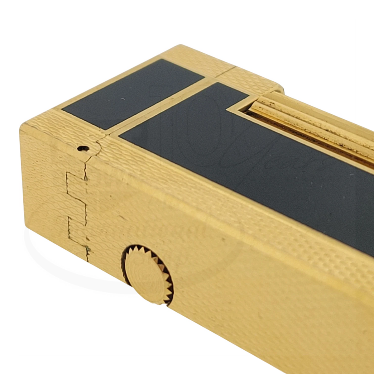 Preowned Dunhill Rollagas Black Lacquer & Gold Barley Grain Lighter, Dunhill-38