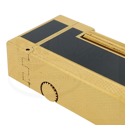Preowned Dunhill Rollagas Black Lacquer & Gold Barley Grain Lighter, Dunhill-38