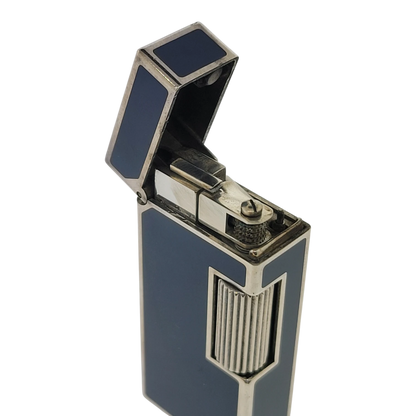 Preowned Dunhill Rollagas Mini Blue Lacquer & Silver Lighter, Dunhill-40