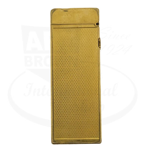 Dunhill Anomalies lighter with gold plating and barley grain design seen from the back