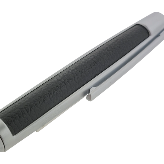 S.T. Dupont Custom Defi Black Textured Leather Chrome Ballpoint Pen, Dupont-16