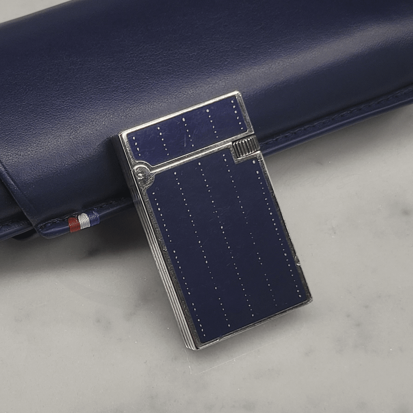 Preowned Vintage S.T. Dupont Line D Fantasies Denim Lacquer & Palladium Lighter