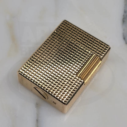 Preowned Vintage S.T. Dupont Ligne 1 Small BS Gold Diamondhead 012110-D2 gold plated lighter with textured finish