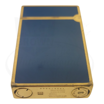 S.T. Dupont Ligne 2 Europa lighter gold-plated brass blue lacquer with gold stars vintage preowned limited edition