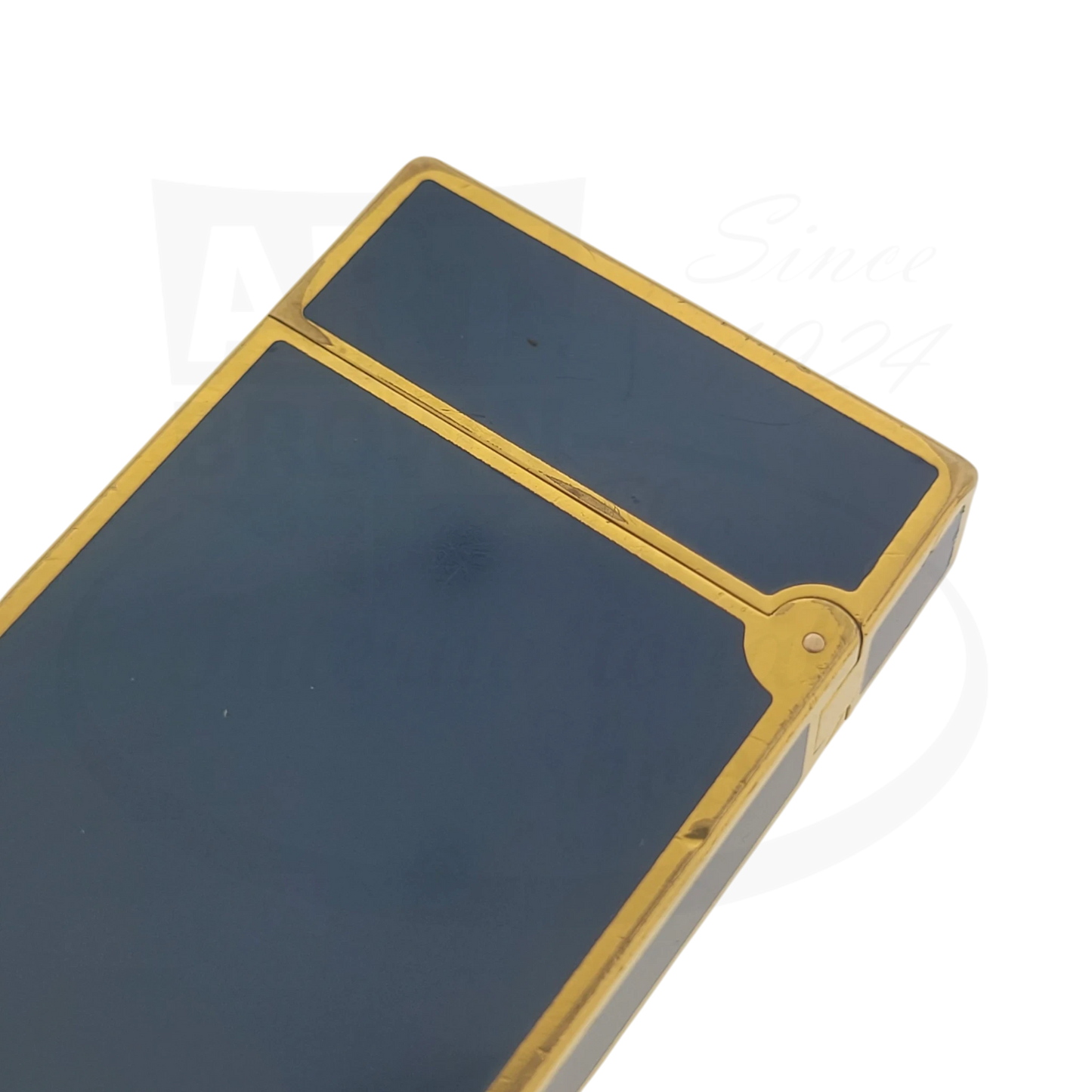 S.T. Dupont Ligne 2 Europa Limited Edition lighter gold-plated brass blue lacquer rectangular compact design