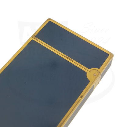 S.T. Dupont Ligne 2 Europa Limited Edition lighter gold-plated brass blue lacquer rectangular compact design