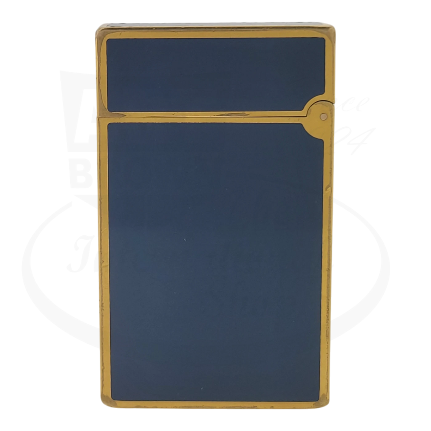 S.T. Dupont Ligne 2 Europa lighter Dupont-34 gold-plated brass with blue lacquer and gold star detailing vintage design