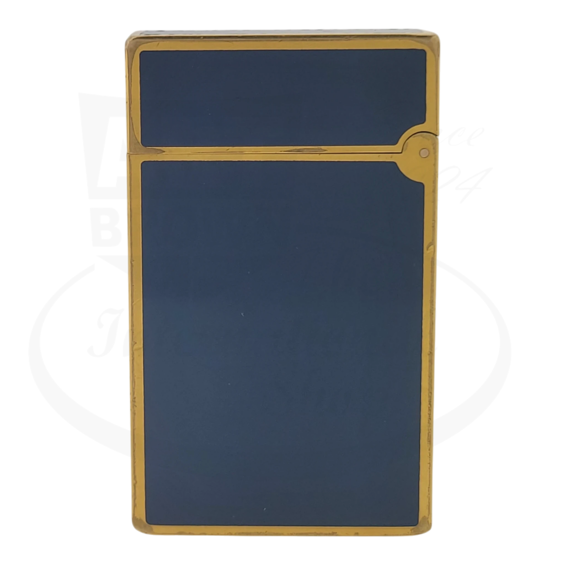 S.T. Dupont Ligne 2 Europa lighter Dupont-34 gold-plated brass with blue lacquer and gold star detailing vintage design