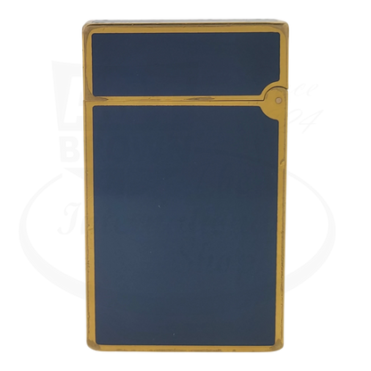 S.T. Dupont Ligne 2 Europa lighter Dupont-34 gold-plated brass with blue lacquer and gold star detailing vintage design