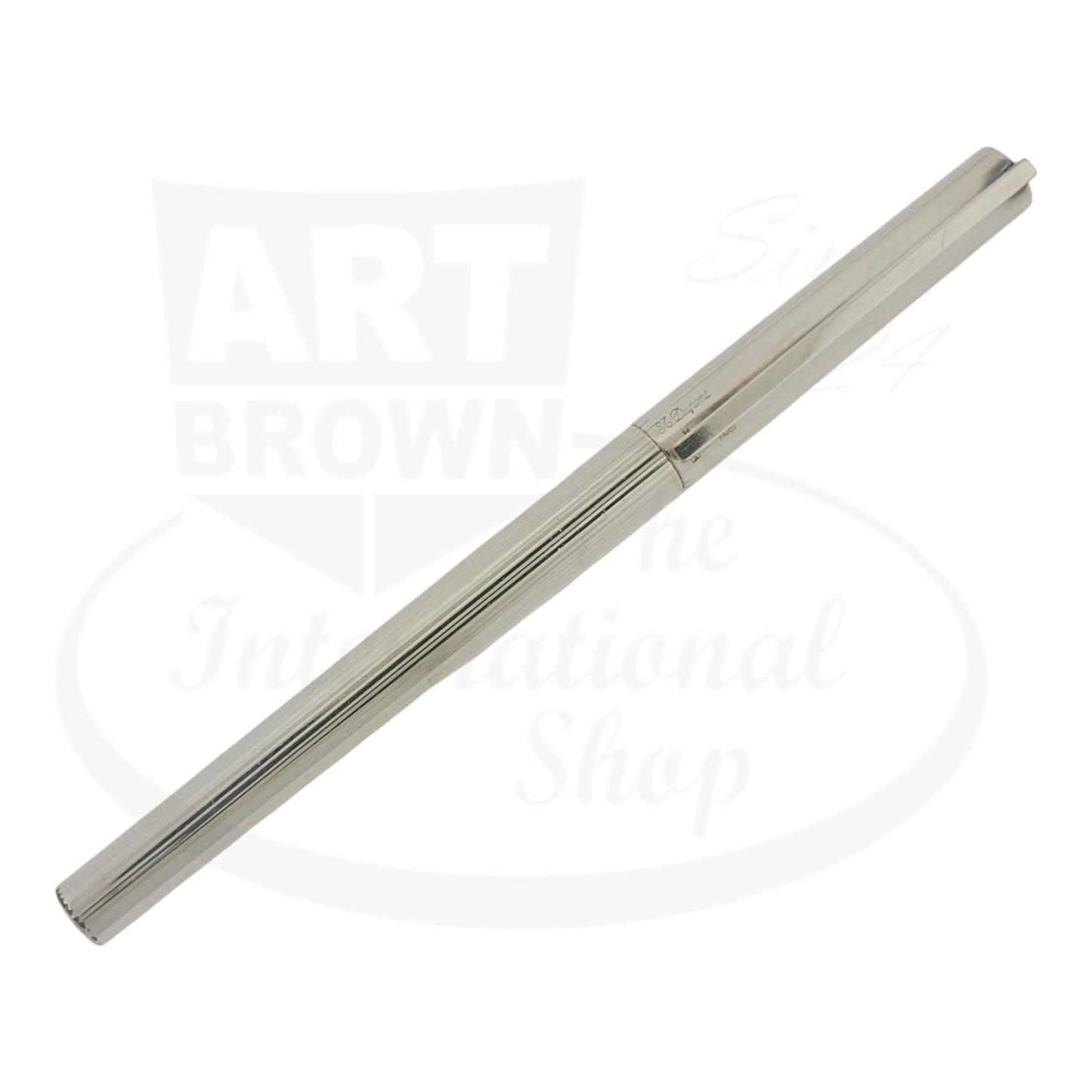 S.T. Dupont Classique Silver Vertical Lines Rollerball Pen, silver-plated slim pen with guilloché pattern