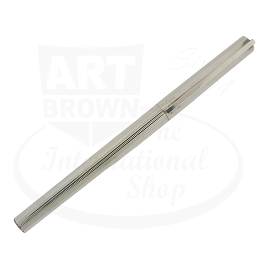 S.T. Dupont Classique Silver Vertical Lines Rollerball Pen, silver-plated slim pen with guilloché pattern
