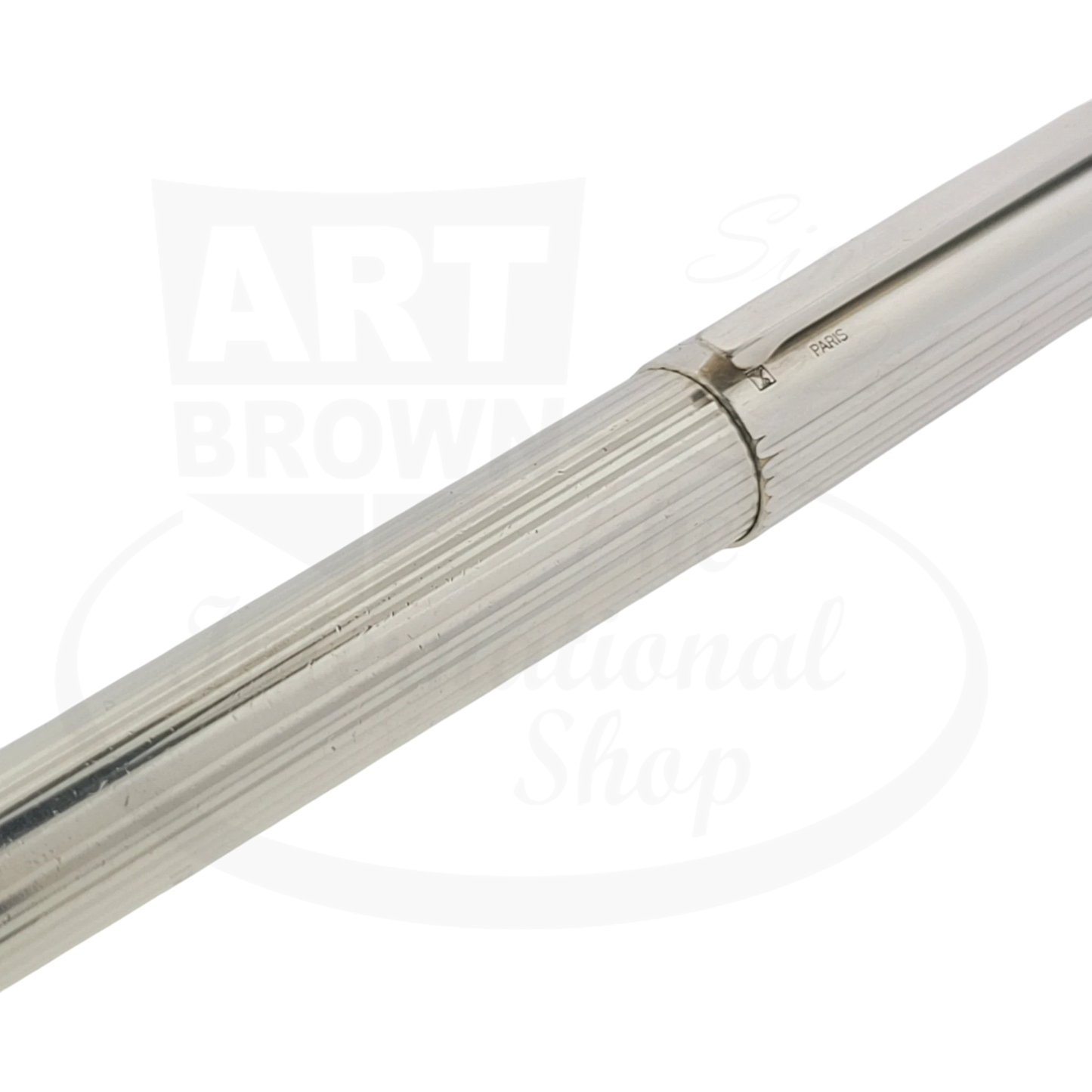 S.T. Dupont Classique Silver Vertical Lines Rollerball Pen, silver-plated metal with engraved vertical lines