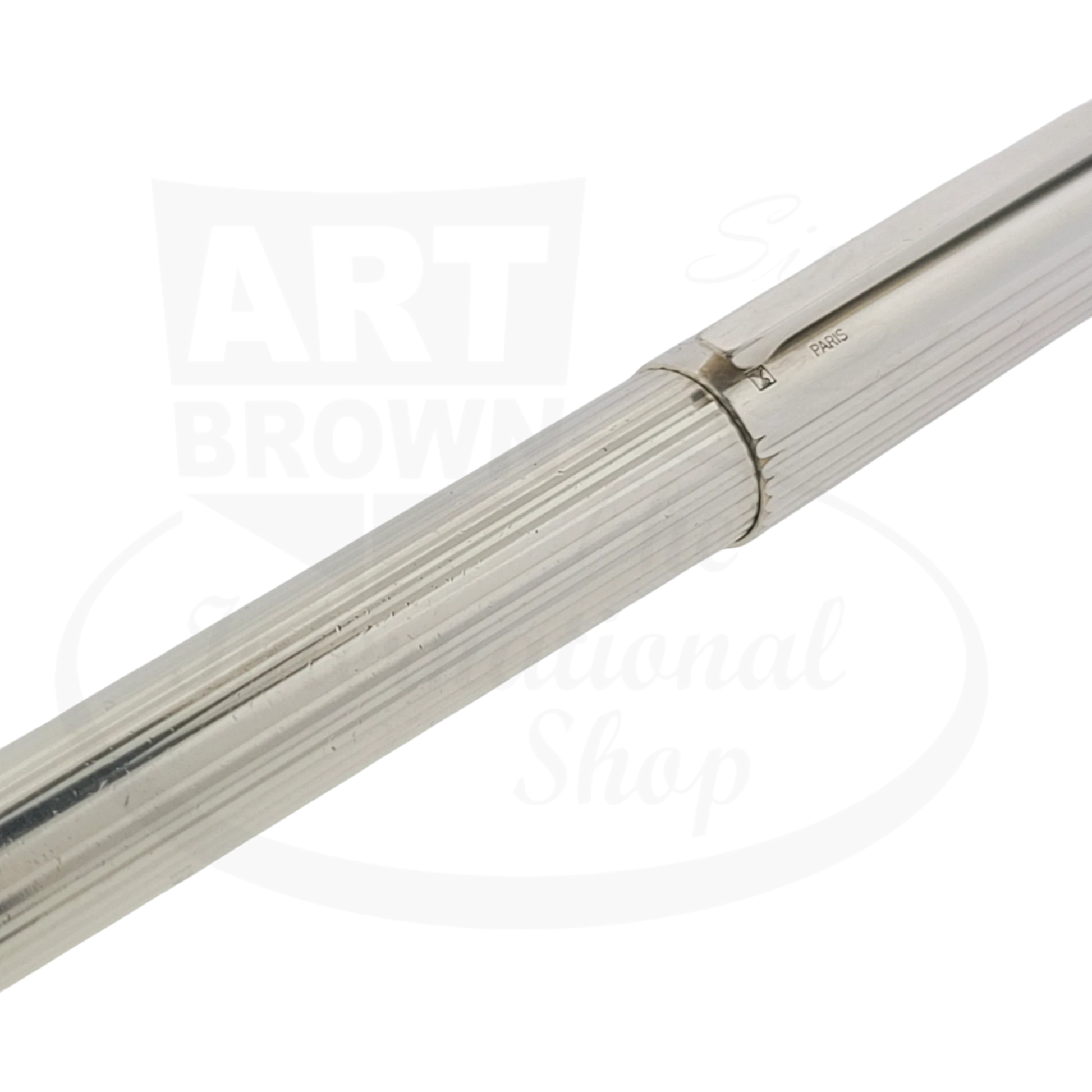 S.T. Dupont Classique Silver Vertical Lines Rollerball Pen, silver-plated metal with engraved vertical lines