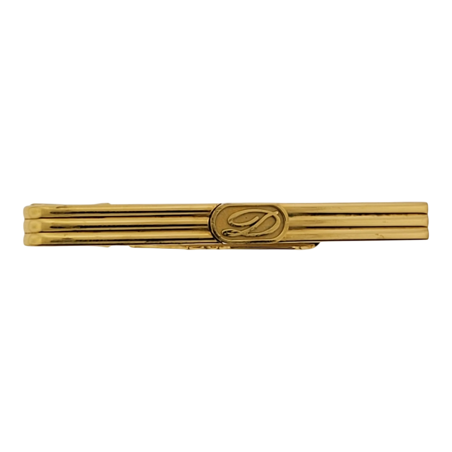 Preowned S.T. Dupont Gold-Plated D Logo Tie Clip with Box